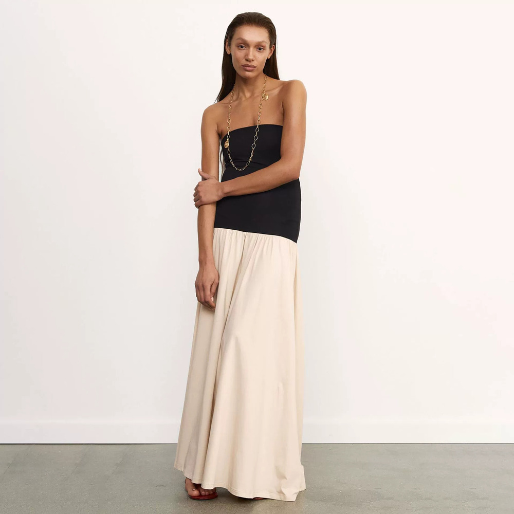 ZARA Elegant Pleated Off Shoulder Strapless Long Dress